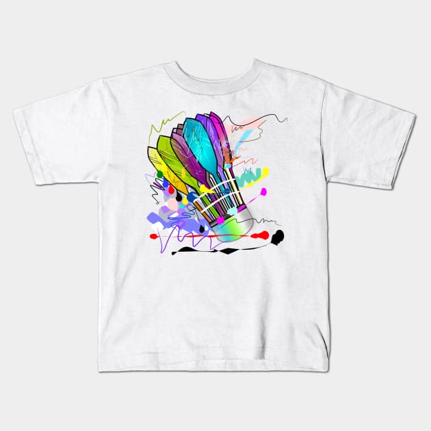 Ball badminton sport art action line Kids T-Shirt by pichart99thai